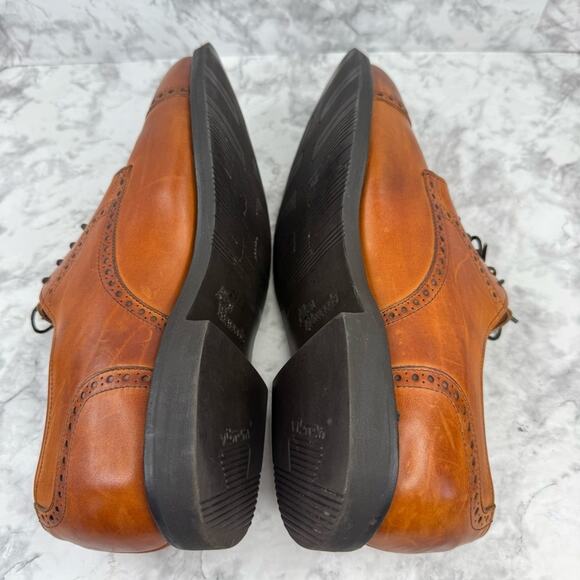 ALLEN EDMONDS Benton Cognac Leather Cap Toe Oxfords Shoes Vibram Sole Sz 10 main image 4
